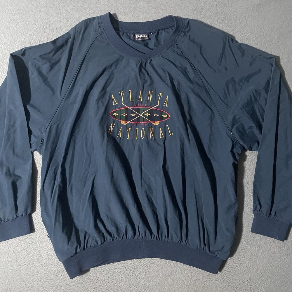 Vintage King Louie V-Neck Jacket Mens Size‎ XXL Blue Atlanta National Golf